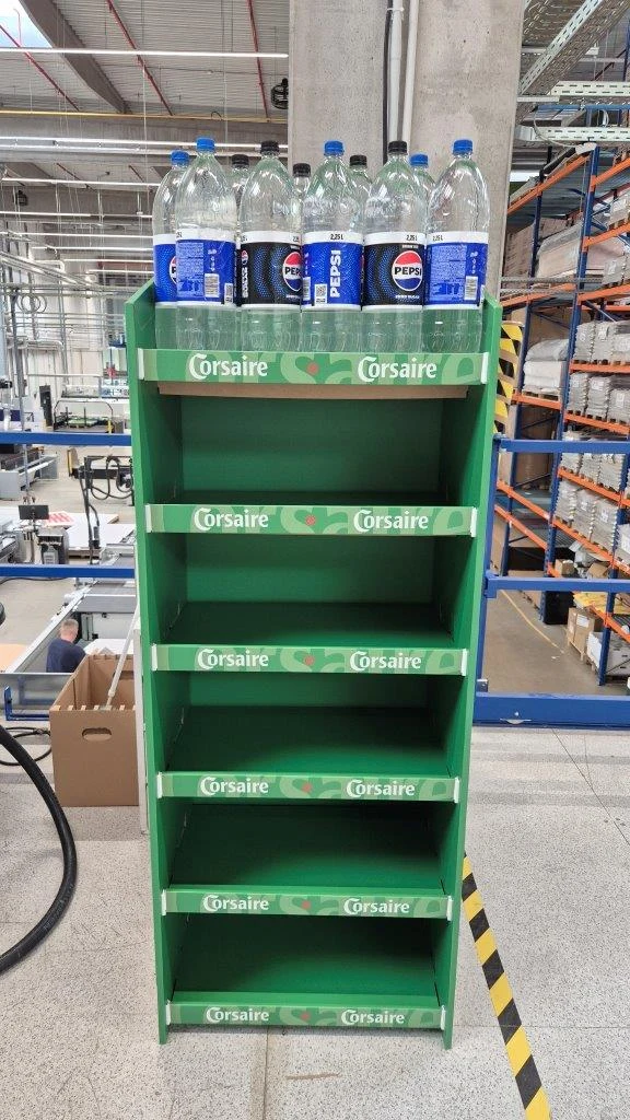 Green Corsaire floor display in production
