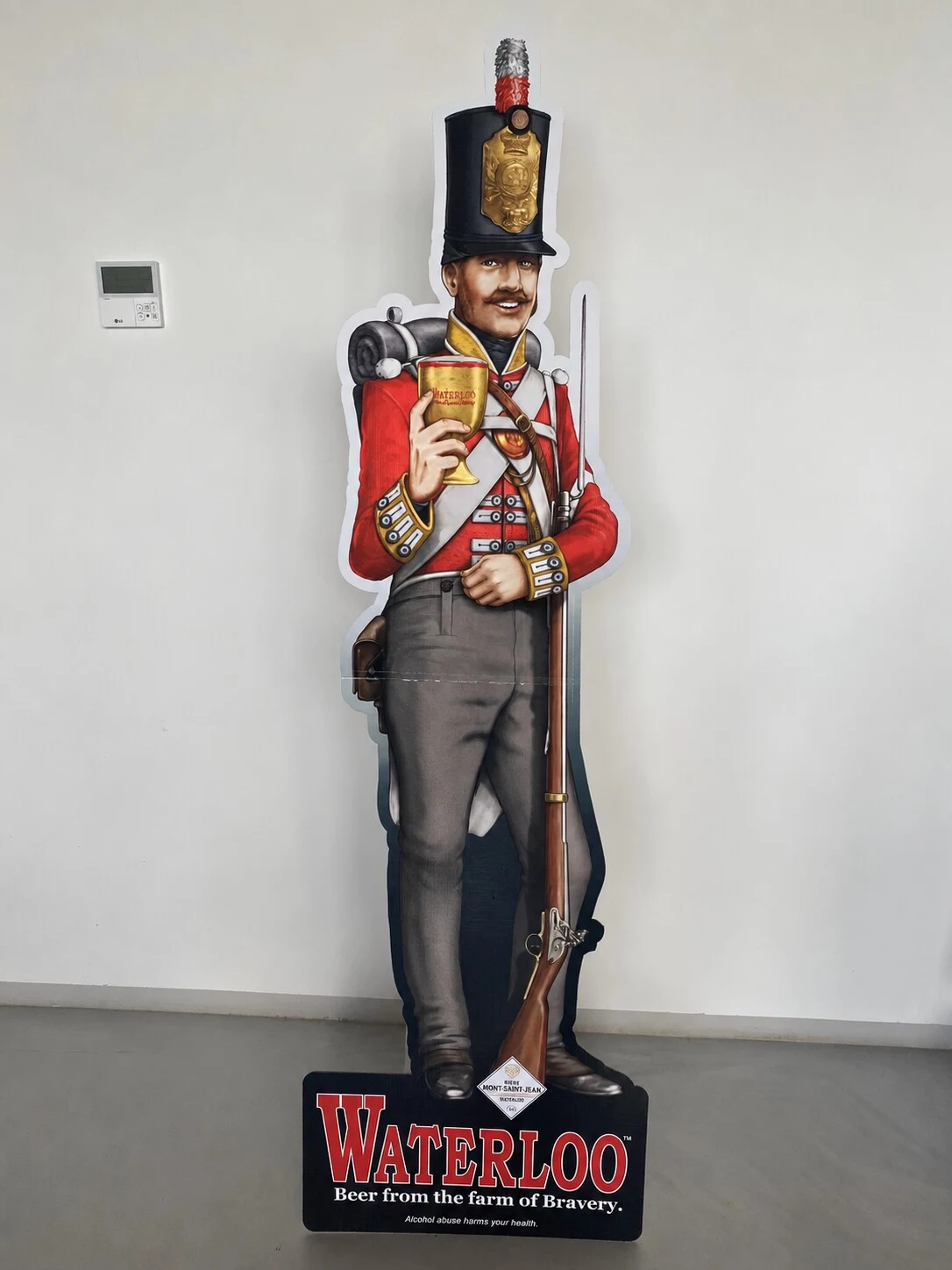 Freestanding Waterloo soldier-shaped sign