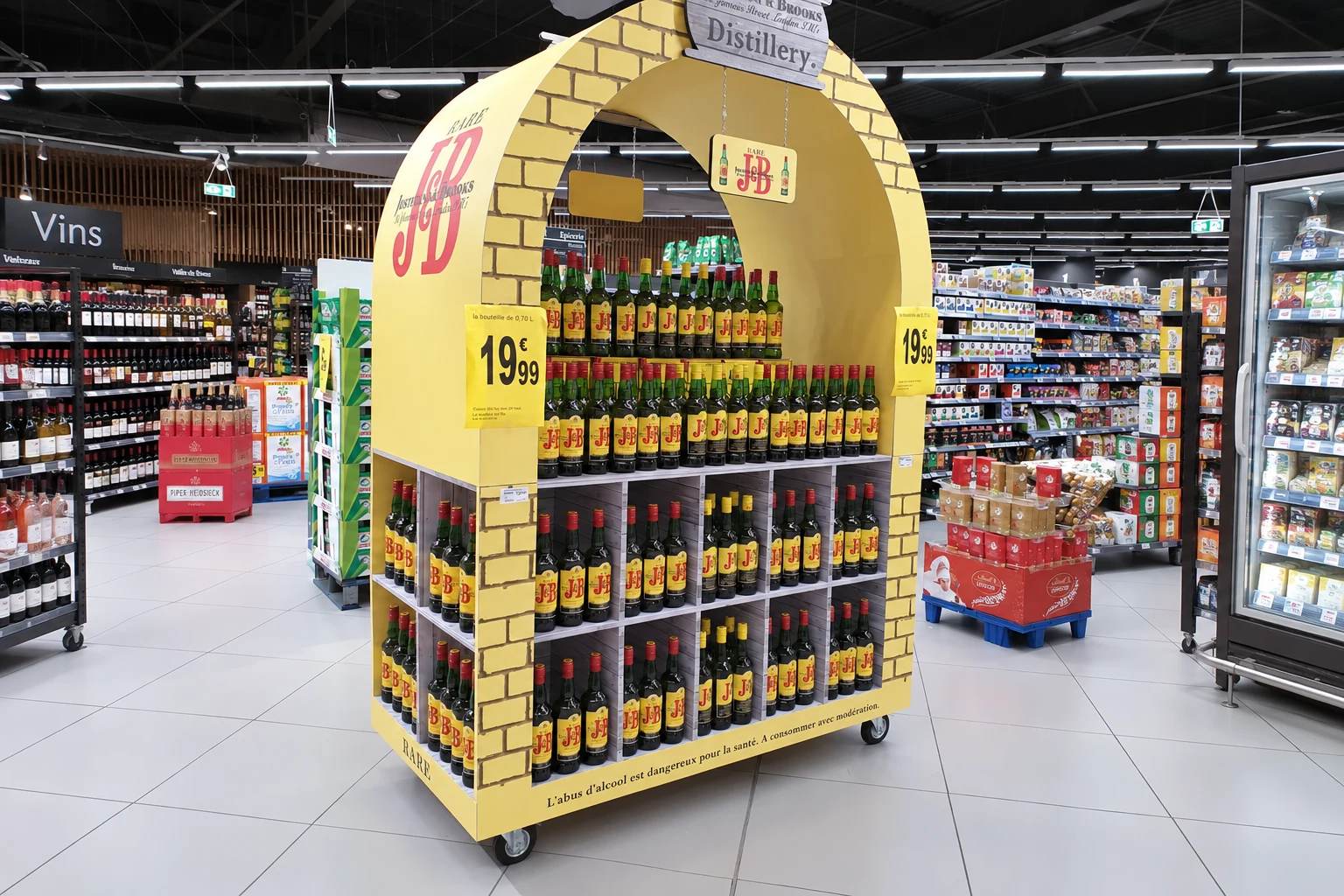 Permanent J&B display with arch, installed in store