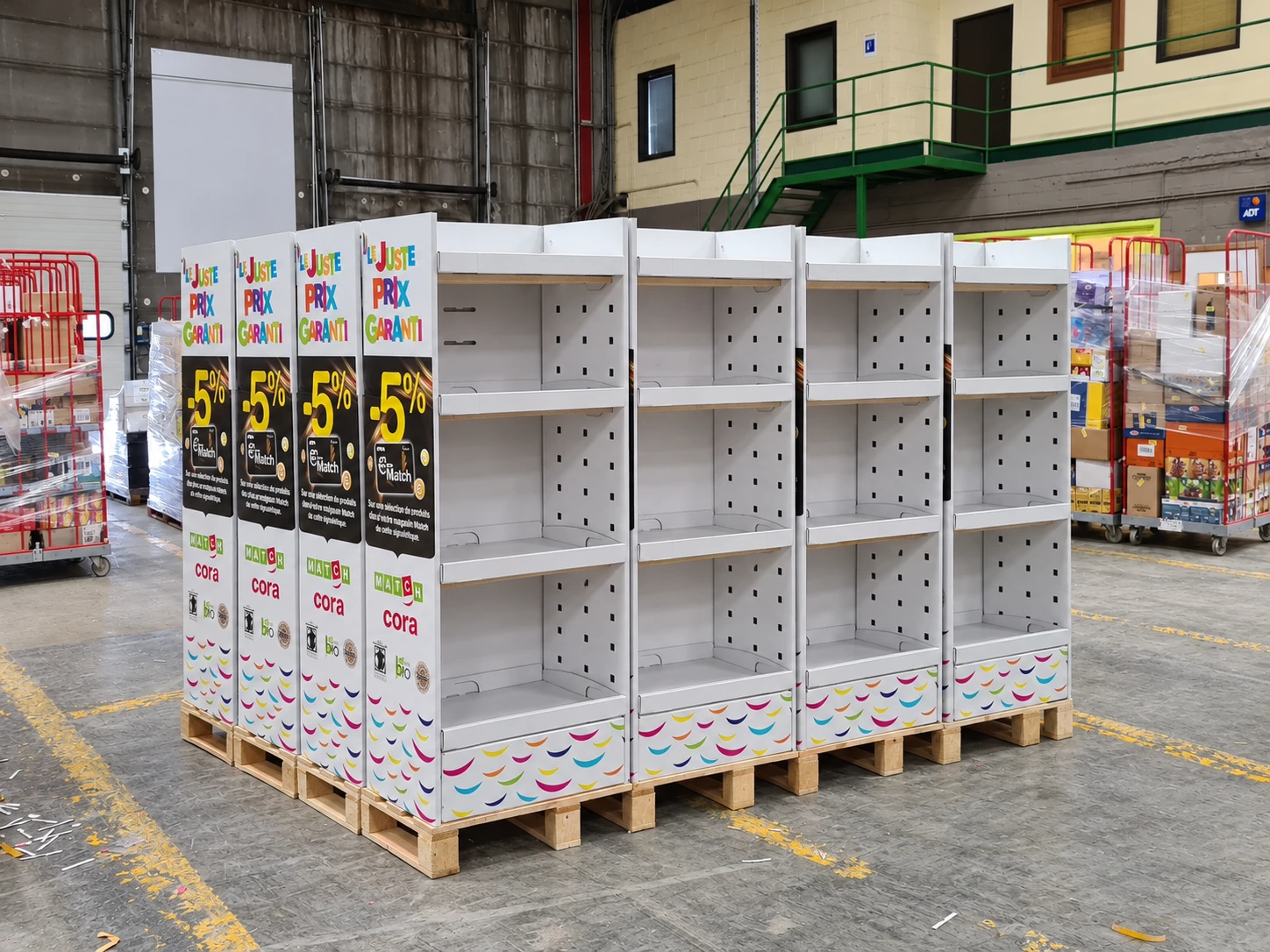 A series of Cora and Match displays during production