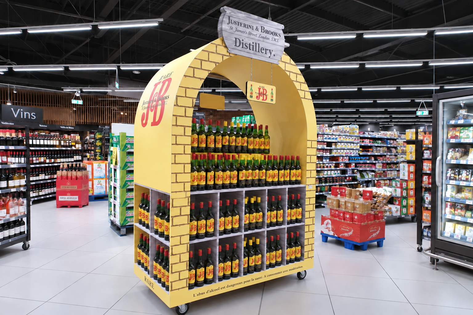Permanent J&B display with arch, installed in store