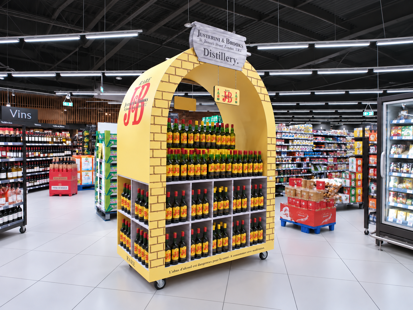 Permanent J&B display with arch, installed in store