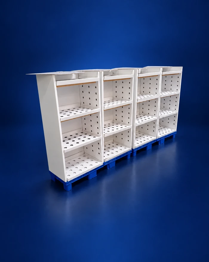 Displays · batch preparation — Pallet wraps & production
